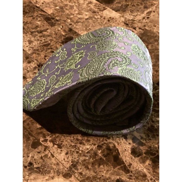 Paul Frederick Blue Green Paisley 100% Silk Men's Neck Tie Handmade In China - Picture 2 of 8